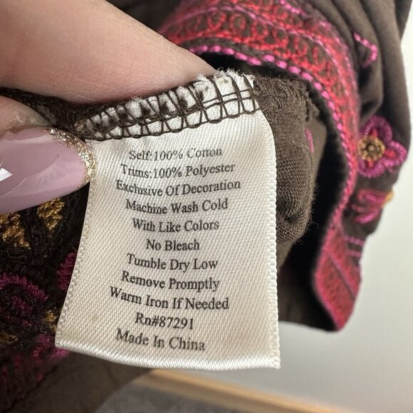 Johnny Was JW Los Angeles Cotton Jersey Knit Mini Dress M Embroidered 3/4 Sleeve - Picture 8 of 13